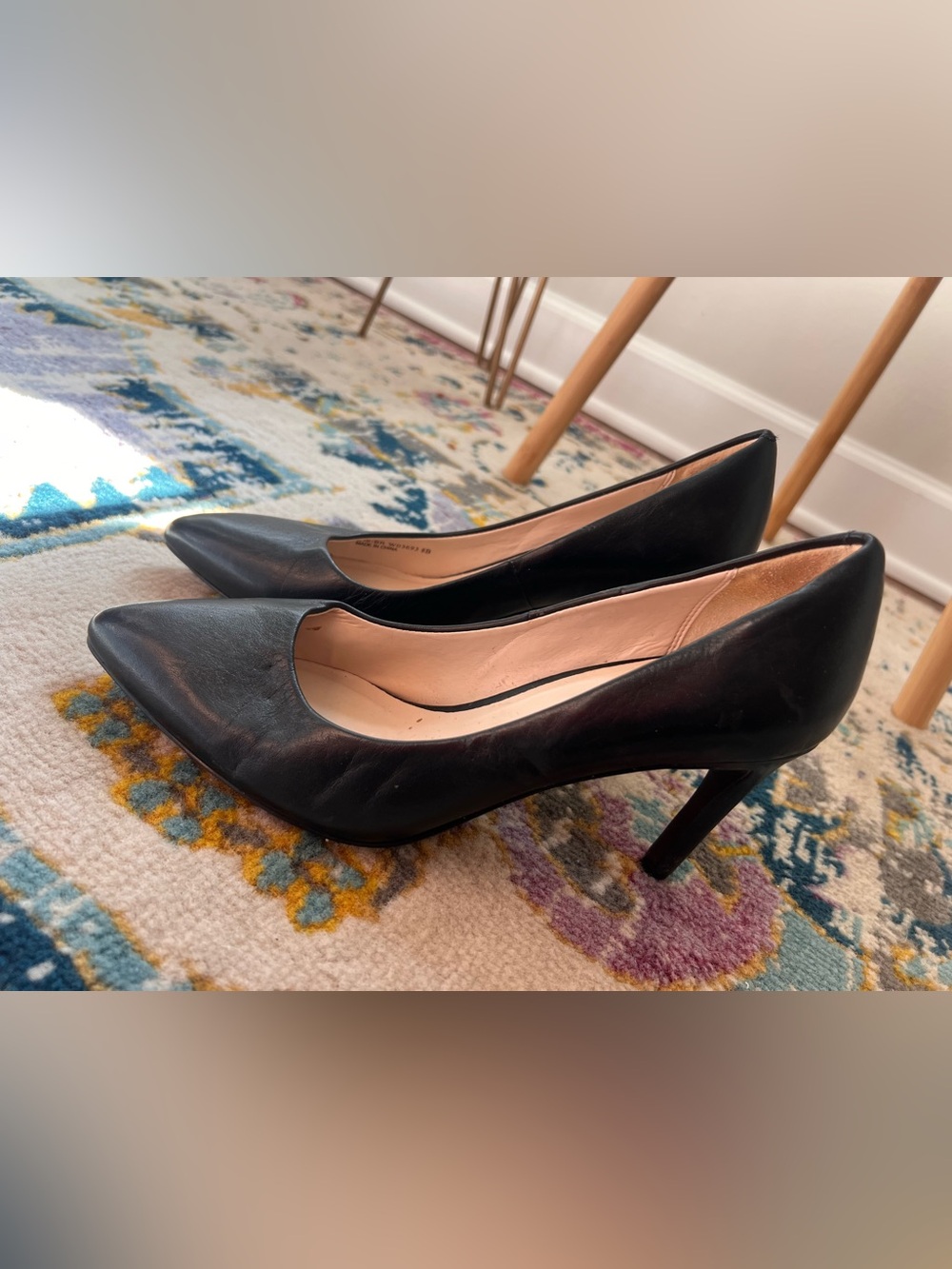 Cole Haan Black Leather Pointed Toe Heels